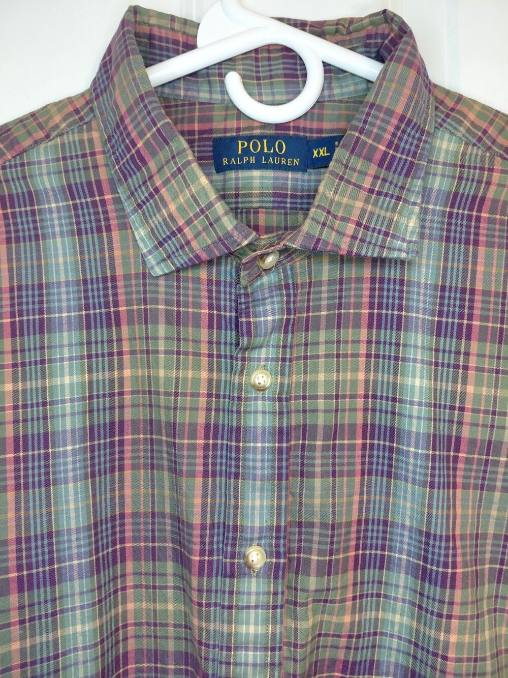 Vintage Polo Ralph Lauren Plaid Button Down Shirt Men XXL Fall Earthtones Purple